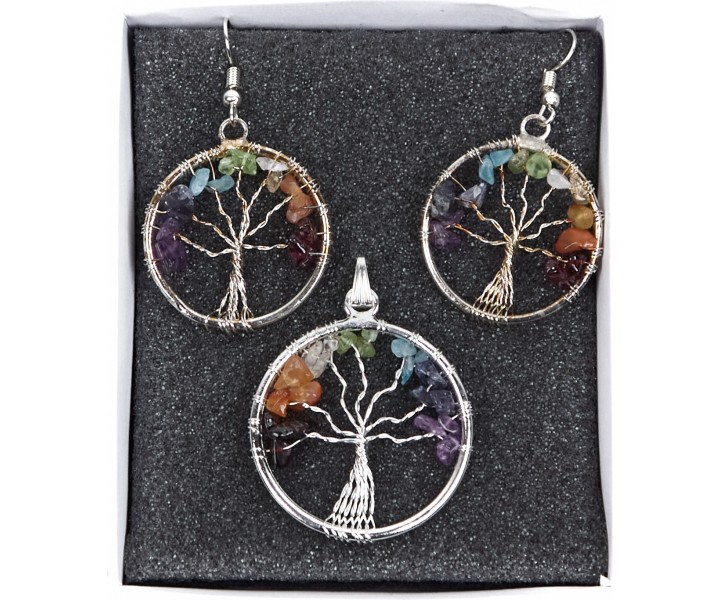 Dárková sada Strom života: Čakrový přívěsek a náušnice